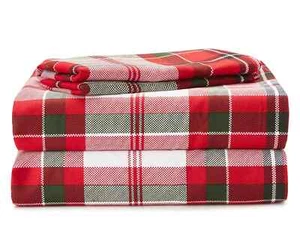 new Holiday Red Green White PLAID  3 pc TWIN size soft Microfiber Sheet set - Picture 1 of 4