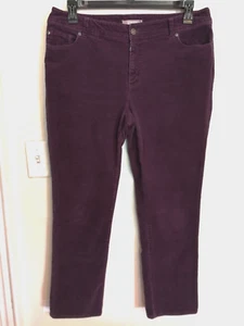 Chicos Womens Pants 2 Short L 12 Purple Corduroy Chino Stretch Casual Office - Picture 1 of 3