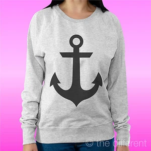FELPA DONNA LEGGERA SWEATER GRIGIO CHIARO " ANCORA NERA  " ROAD TO HAPPINESS - Imagen 1 de 1