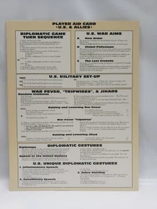 Juego de mesa A Line in The Sand 1991 piezas de repuesto tarjeta de ayuda al jugador Estados Unidos y aliados - Imagen 1 de 2