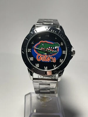 Reloj Florida Gators College Team Logo Para Hombre Acero Inoxidable Plateado NUEVO Foto 1 de 4