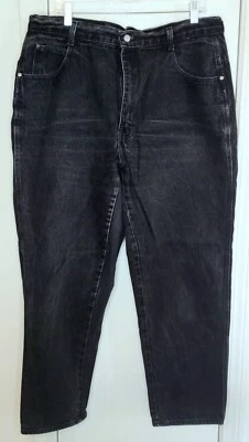 VINTAGE 80s Gitano Jeans Women's 34/20W SHORT Mom Tapered Leg Black Ash - Image 1 of 3