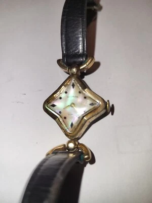 Nivada  17 Jewels Swiss watch women iridescent rare diamond shape -Runs! - Image 1 of 4