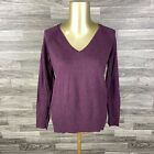 GAP V-Neck Pullover Purple Merino Wool Blend Knit Sweater Women's Size Small