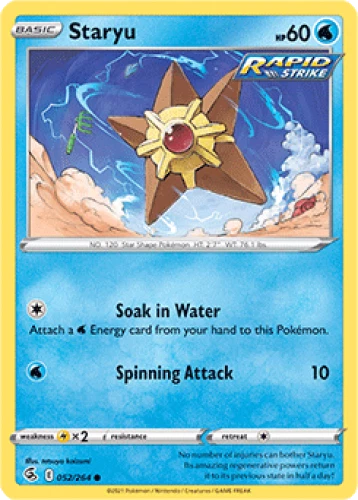 4x Staryu 052/264  Fusion Strike Pokemon TCG Card NM - Image 1 of 1