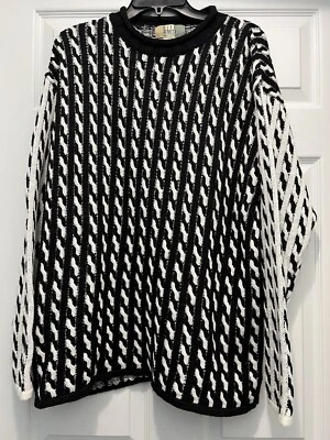 复古 CITY STREETS Coogi 风格毛衣男式 M Cosby 嘻哈爸爸黑色白色 — 第 1/4 张图片