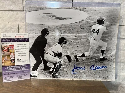 Hank Aaron Signed 8x10 Photo W/ Toploader JSA COA - Image 1 of 4