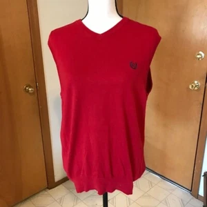 Chaps Men M Red Pullover Cotton Sweater Vest Christmas Career Casual Holiday - Picture 1 of 6
