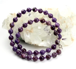 Charoit necklace with Amethyst purple color collar 925 silver carabiner necklace - Picture 1 of 4