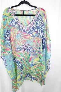 Top túnica de festival Cynthia Rowley talla única lentejuelas transparentes caftán boho - Imagen 1 de 5