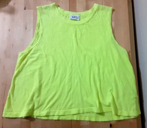 LNA Women highlighter yellow Crop Tank Top Size S Lose Fit 100% cotton - Picture 1 of 4