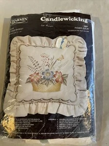 "Flower Basket" Janlynn Charmin Candlewicking Kit #08-62 Pillow 14" x 14" Finish - Picture 1 of 2