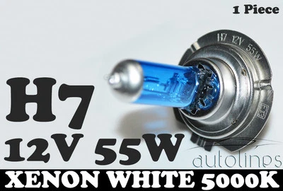 1 x H7 12V 55W Xenon White 5000k Halogen Blue Car Head Light Lamp Globes / Bulbs - Image 1 of 4