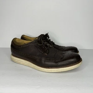 Cole Haan Grand O’s Brown Leather And Fabric Wingtip Oxfords  Men’s Size 11.5 M - Picture 1 of 13