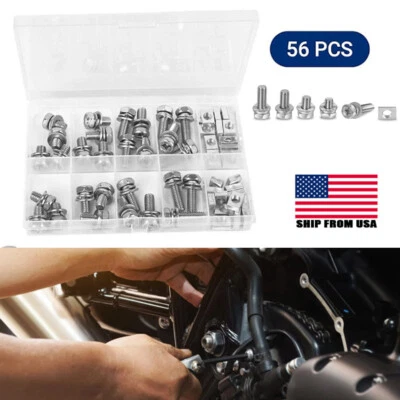 56 Pack ATV Bike Scooter Motorcycle Battery Terminal Nuts and Bolt Kit M6 Screw - Image 1 of 4