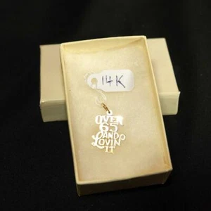 NEW 14-Karat Yellow Gold Pendant Or Charm "Over 65 And Loving It" Charming - Picture 1 of 1