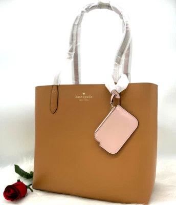 正品全新带标签 359 美元 Kate Spade New York Ava 双面硬币袋托特包经典马鞍 — 第 1/4 张图片
