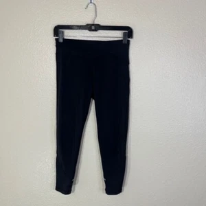 Ivivva Girl's High Rise Hyper Track Cropped Leggings Stretch Pull-On Black SZ 12 - Picture 1 of 7