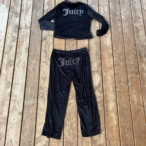 Neu mit Etikett Juicy Couture Velours Glitzer Trainingsanzug Pyjamahose schwarz Gr. Medium - Bild 1 von 7