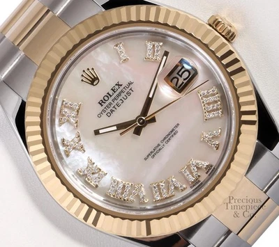 Rolex Datejust 36mm Two-Tone Jubilee 18K Fluted White MOP Diamond Roman Dial - Image 1 of 4