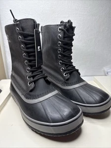 SOREL MEN'S 1964 PREMIUM T WATERPROOF LEATHER BOOTS COLOR BLACK/NOIR Sz8 - Picture 1 of 10