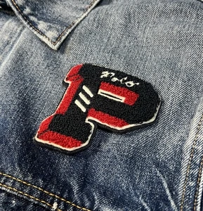 Polo Ralph Lauren Authentic Chenille P Black/Red Embroidered Sew-on Patch - Picture 1 of 5