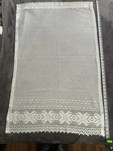 2 Vintage Rod Curtain Panels Winter Pattern Knit Crocheted 45"Lx 27"W/Valance - Picture 1 of 10