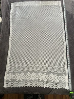 2 Винтажный стержень занавески панели зимний узор вязаный крючком 45 «Lx 27» W/Valance - Изображение 1 из 4