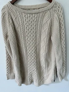 LL Bean Signature Sweater Womens Size M Tunic Fishermans Chunky Cable Knit Heavy - Picture 1 of 12