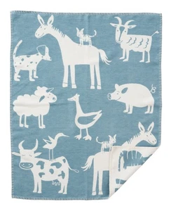 KLIPPAN - Decke Farm blau, 70x90 cm, gewebte Baumwolldecke - Picture 1 of 1