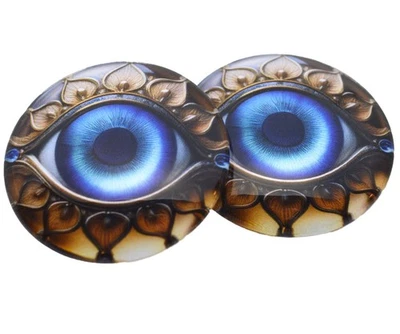 Pair Blue Ornate Evil Eye Glass Eyes Jewelry Doll Taxidermy Flatback Cabochons - Image 1 of 4