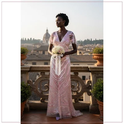 Vestido de novia Temperley London 'West' cristal iridiscente rosa y crema $4590   Foto 1 de 4