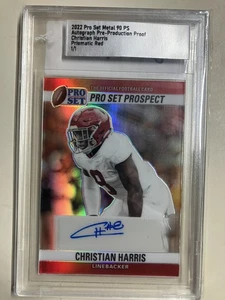 2022 Pro Set Metal Christian Harris Prismatic Red Pre-Production Proof 1/1 - Picture 1 of 2