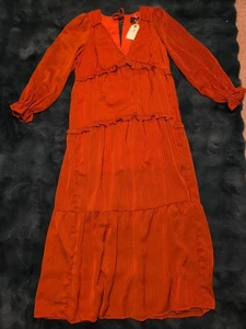 Lumiere Size Small Chicago Nights Dress Maxi Burnt Orange - Picture 1 of 11