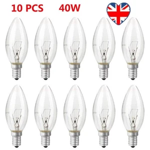 10x Clear Small Edison 40W Lamp Candle Light Bulbs E14 Screw Base Dimmable - Picture 1 of 18