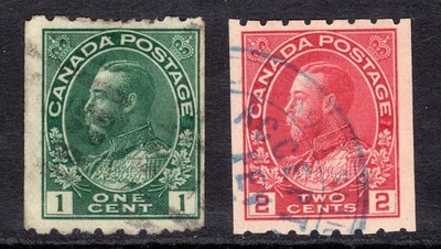 CANADA p8 coils used SG 224a, 224b Scott 123-124 cv £100 - Image 1 of 2