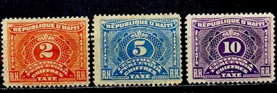 Haiti 1906. Postage Due Stamps. SC# J10-J12. Mint HOG & NG - Image 1 of 2