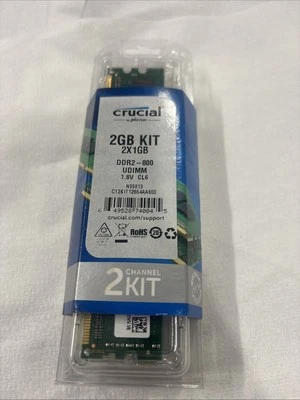 Crucial PC2-6400 1 GB DIMM 800 MHz DDR2 SDRAM Memory (CT2KIT12864AA800) 2 Pk - Image 1 of 2