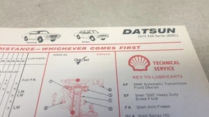 1973 DATSUN  260C Shell Australia  Lube Chart - Picture 1 of 2
