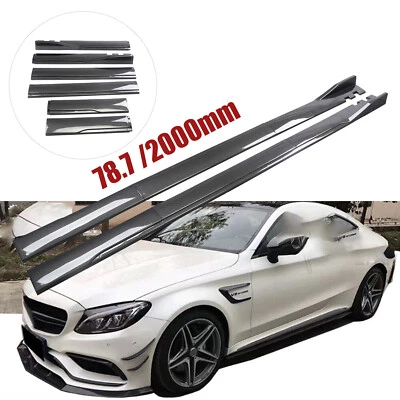 Carbon Fiber Side+Skirt Rocker Panel Splitter Lip For Mercedes-Benz - Imagem 1 de 4