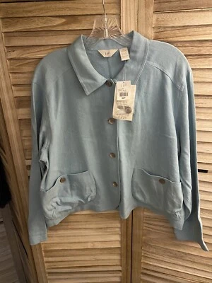 J. Jill  Women's Petite Size MP  Button Down Light Blue Career Jacket NWT - Image 1 of 3