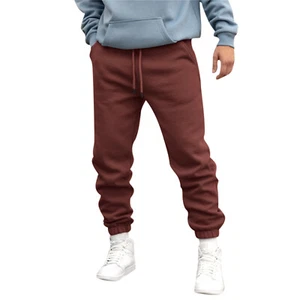 Solid Color Loose Sweatpants Men's Fleece Lined Sports Trousers Fitness Pants - Picture 1 of 27