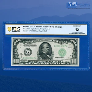 Fr.2212-G 1934a $1000 One Thousand Dollars FRN Chicago, PCGS Choice XF 45 #63042 - Picture 1 of 3