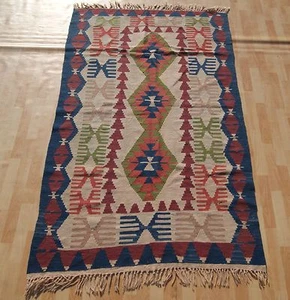 Turkish Kayseri Kilim Rug 6'11" x 3'10" Tribal Handwoven Wool Flatweave Rug - Picture 1 of 4