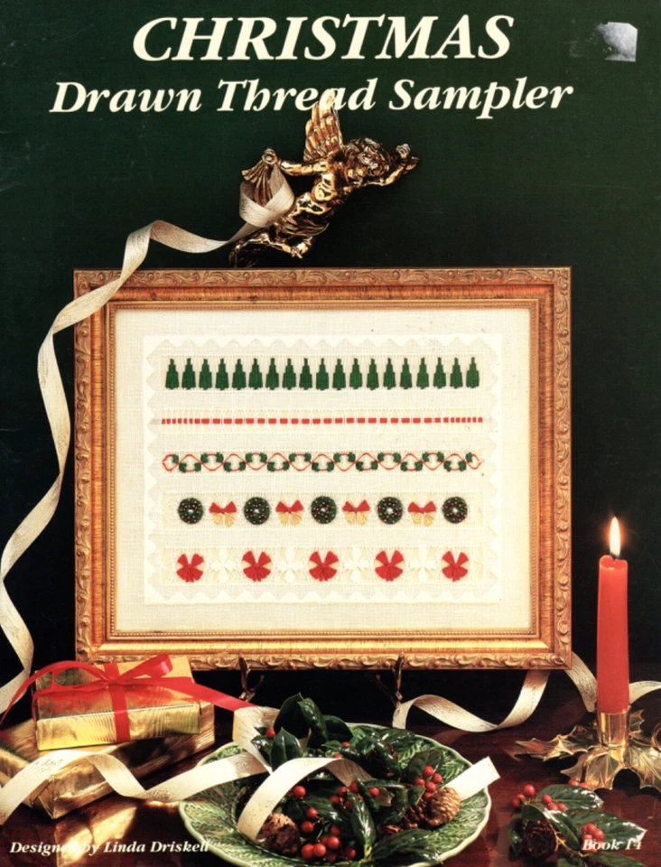 CHRISTMAS Drawn Thread Sampler Embroidery Pattern by Linda Driskell - Image 1 of 1