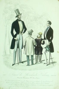 Gravure de mode Journal des Marchands 1842 n° 7 Costumes hommes - Picture 1 of 1