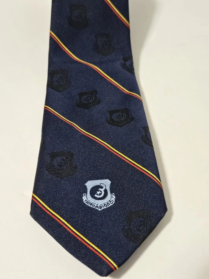 RARE Unique Third Air Force Logo Mens Tie Navy Blue Stripes Pattern Military Foto 1 de 4