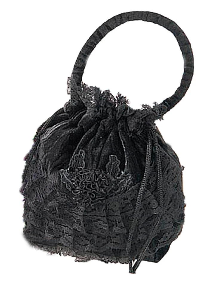 Gothic Mittelalter Beutel Tasche Victorian Samt Spitze braun rot grün