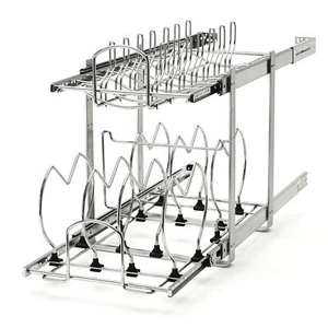 Rev-A-Shelf 2-Tier Kitchen Cabinet Pull Out Cabinet Organizer for Pots, Pans - Picture 1 of 9