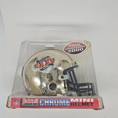 Super Bowl XXXV 35 Chrome Mini Riddell NFL Football Helmet Ravens Buccaneers Cover